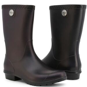 UGG Sienna Matte Rain Rubber Boots Slip On Black 1100510 Size 9 Warm & Cozy NEW